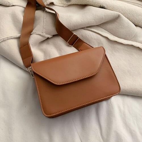 Simple Flap Shoulder Bag Women PU Leather Crossbody Bag Small Square Bag Casual Messenger Bag Fashion Handbag Lady Purse Bolso