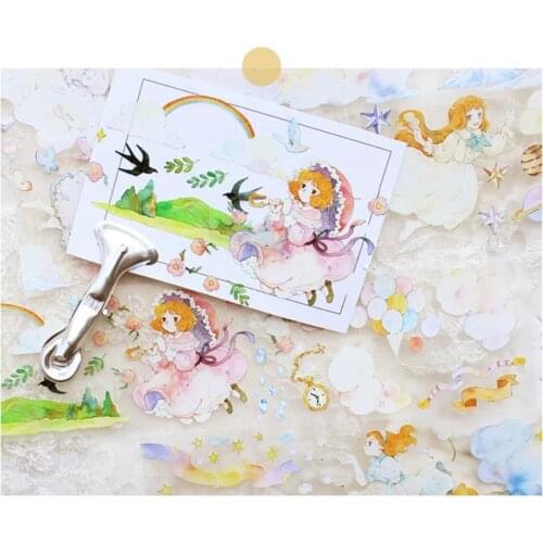Fairy Cloudy Girl PET Tapes Bullet Journal Transparent Tape Adhesive Tape DIY Scrapbooking PET Stickers