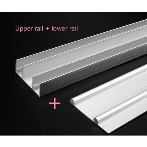50/60/70cm No grooves aluminum alloy Wardrobe Moving door track Push pull Sliding gate double chute Guide Cabinet Wheel track