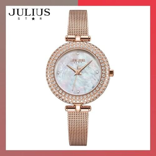 Julius watch JS-041 Jewelry Case Full Diamond Sapphire Crystal Glass Stainless Steel Band Luxury Women Gift Watches