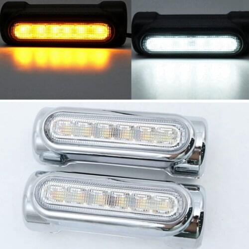 Highway Bar Switchback Turn Signal Light White Amber LED for Victory Road King Street Glide Softail Motorcycle