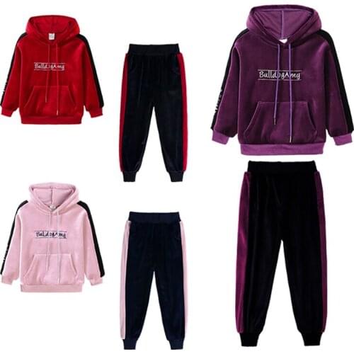 Girls Clothes Sports Tracksuit Children Tops+Pants 2 Pcs Sets Fashion Outfit Winter Autumn Toddler Girls Hooded Clothes Suits