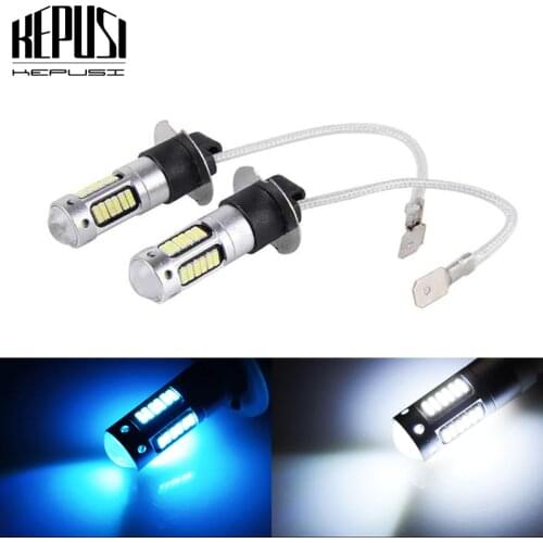 2x H3 LED Fog Lamp High Power LED Car Bulbs 4014 Auto DRL Daytime Running External Lights Day Driving Lamp Vehicle White