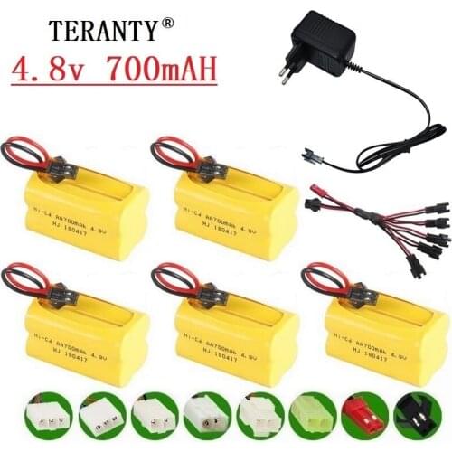 T Plug ) 4.8v Ni-cd Battery and Charger For Rc toys Cars Tanks Robots Boats Guns 4* AA 700mah 4.8v Rechargeable Battery Pack
