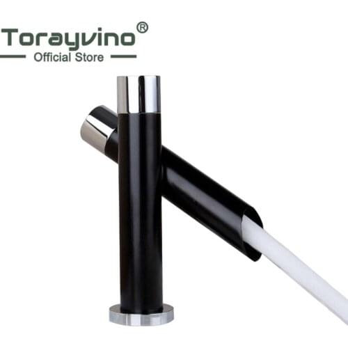 Torayvino Luxury Waterfall Oil Rubbed Bronze Faucets Single Handle Faucet Wash Basin Mixer Sink Mixer Tap Power Deck Mounted