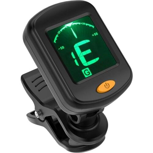 AROMA AT-01A Bass Guitar Tuner LCD Display Rotatable Clip-on Tuner for Chromatic Acoustic Guitar Bass Ukulele with Battery