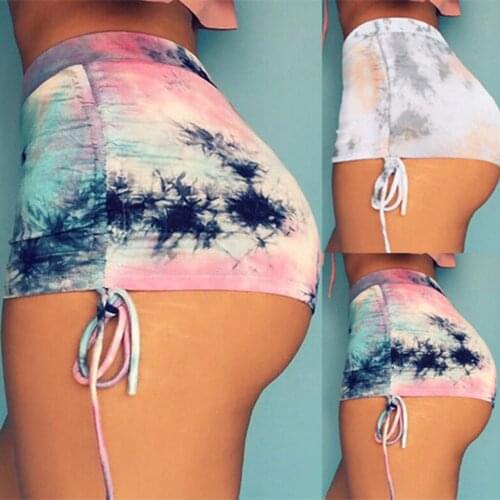Tie-Dye Elastic Waist Highwaisted Quick-drying Sports Beach Print Celebrity Party Mini Shorts Womens Dropshipping Fashion