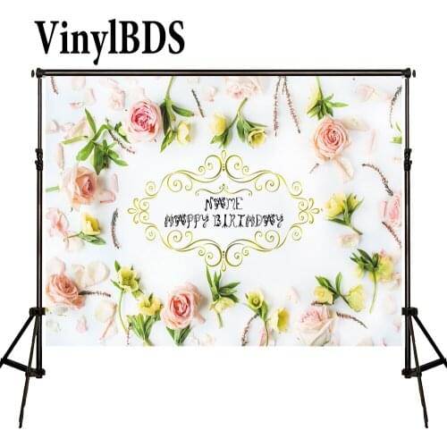 VinylBDS Birthday Flower Photography Backdrops White Custom Size Children Party Background Romantic Valentines Day Backdrop