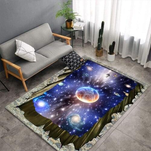 Universe Star Sky Printing Carpets for Kids Bedroom Game Area Rugs Space Planet Pattern Carpet Flannel Child Room Play Floor Mat