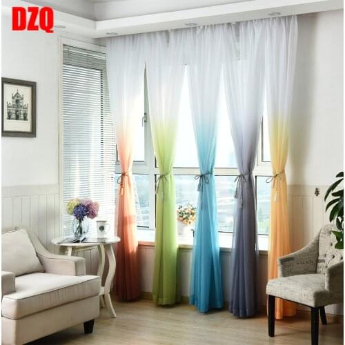 Curtain Tulle for Living Room Bedroom Window High-grade Yarn Gradient Thickening Window Screen Gradient Foreign Trade