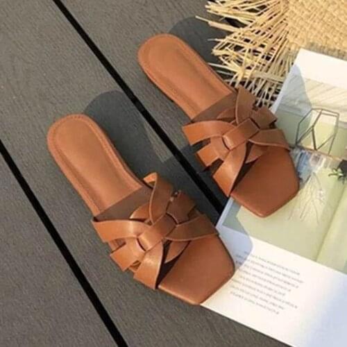 2021 women brand silppers sunmmer siders open toe falt casual shoes leisurre sandel female beach flip flps big size 43