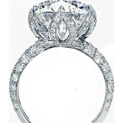 Women Crown set ring Silver color 4ct AAAAA zircon cz Wedding Finger band Rings for women