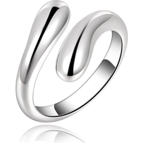 The new silver Plated charm female double round ring 925-sterling-silver jewelry drop open party bohemian style engagement ring