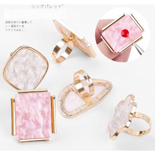1 Pc Resin Stone Color nail art Ring Palette Acrylic UV Gel Polish Cream Foundation Mixing Nail Art Equipment Finger Ring Plate