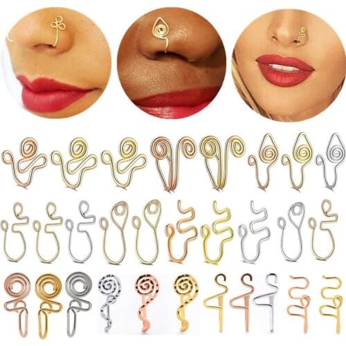 1PCS Surgical Steel African Sprial Fake Nose Cuff Non Piercing Heart Fake Nose Ring Clip Indian Style Fake Nose Piercing Jewelry