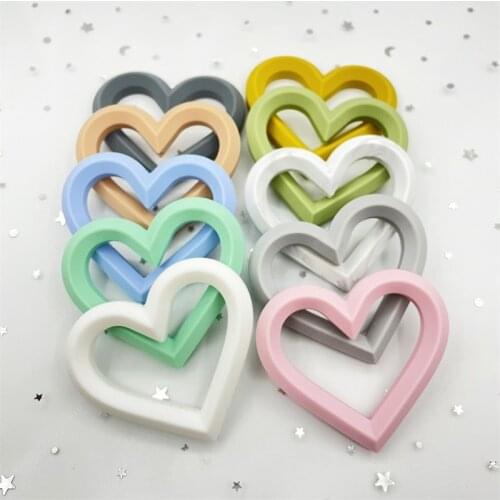 10pcs Baby Soft Silicone Teether Round/Heart Shape Molar Pain Relief Tool Kids Teether Baby Toy Food Grade Accessories