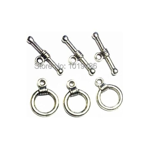 100 Sets Small Circle Shaped Toggle Clasps Free Ship silver plated connector DIY accessories free ship