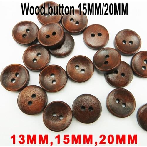100PCS 13MM/15MM/20MM Deep Coffee Painting Wooden Buttons Coat Boots Sewing Clothes Accessory MCB-046