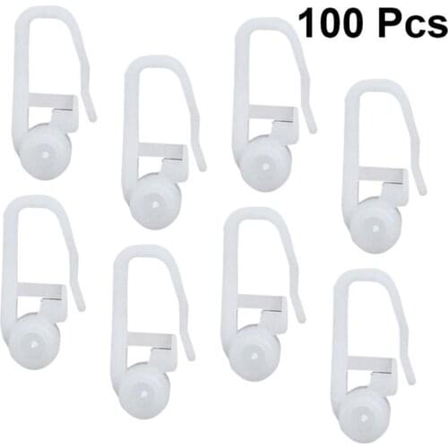 100PC Bed Curtain Special Hook Accessories Curtain Hanging Ring with Ball Track Hook Curtain Roll Blind Sliding Curtain Hooks