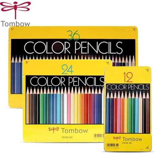 12/24/36 Color TOMBOW Oily Color Pencil CB-NQ Iron Box Set Children Drawing Art Art Supplies for Students