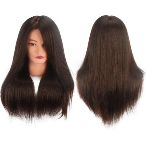 18 inch brown 100% Real Human Hair Training hair Hairdresser Mannequin heads Doll head Long Hair Hairstyle Practice head Beauty