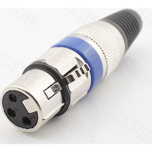 2pcs/lot Microphone Plug Blue Swiss Female XLR Socket 3 Pin Ferric Cannon Jack