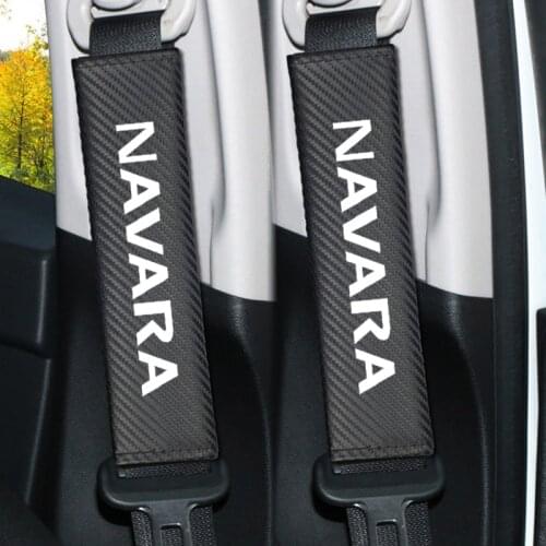 2pcs Carbon Fiber Car Safety Seat Belt Cover Case For Nissan Navara d40 d22 d23 np300 Auto Accessories Car-Styling