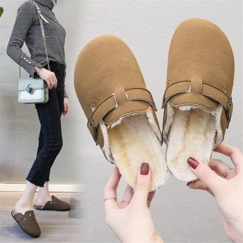 2020 New high quality Leather Warm Winter Home Slippers Non-Slip Thick Warm House Shoes Cotton Women Men Slippers size 35-40