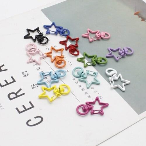 3pcs/lot creative multicolor five-pointed star keychain star alloy hanging buckle DIY handmade jewelry accessories