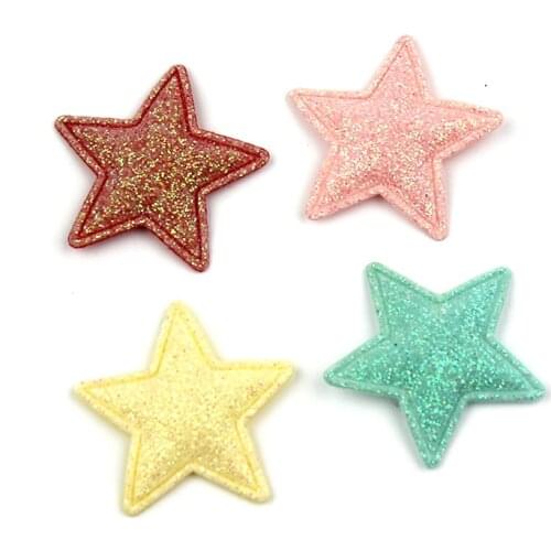 80Pcs 3cm Shiny Star Shape Padded Appliques for childrens crafts Hair Clip Hat Decor Ornament and Garment Accessoires wholesale