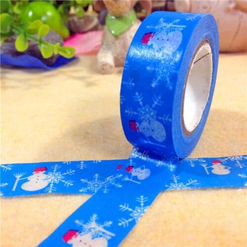 Free shipping Beautiful 15mm*10m christmas washi paper tape/ blue snowman masking japan washi tape