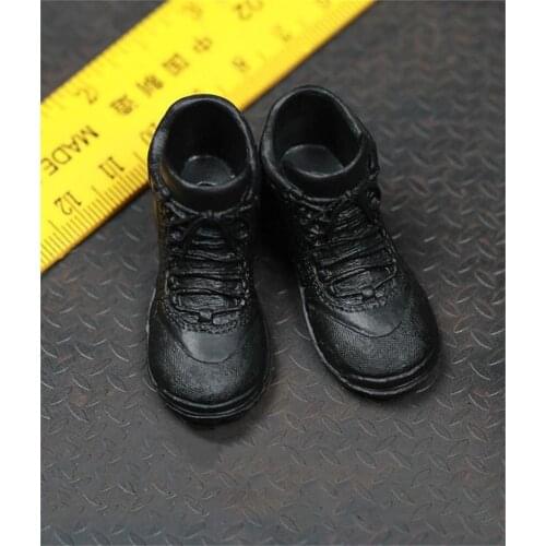 Scale 1/6 Model Special Army Forces Black Color War Combat Boots Shoes With Solid Corners For 12 inch Doll Action Accessories