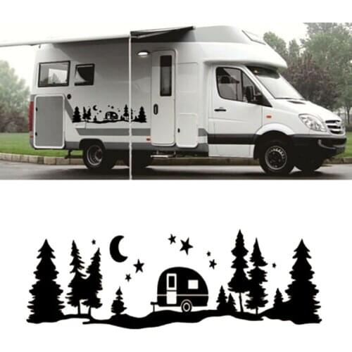 Black Motorhome Sticker Camper Car DIY Decal Graphic RV Star Moon Tree