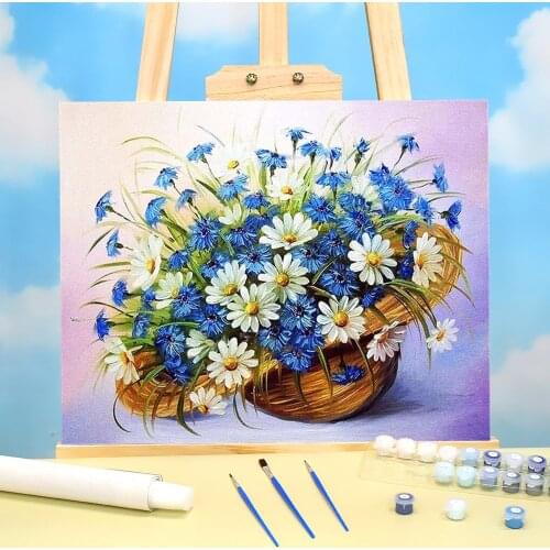 Flower Coloring By Numbers Painting Kit Oil Paints 40*50 Oil Painting Home Decoration Kids Drawing