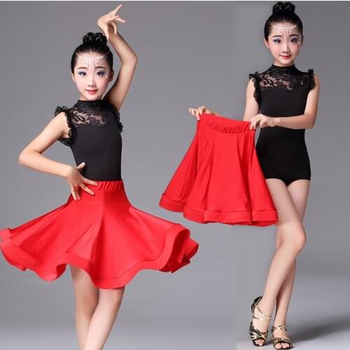 Children Latin Dance Skirt for Girls Latin Costume Gymnastics Practice Ballroom Dancing Dress Kids Cha Cha Rumba Dancewear