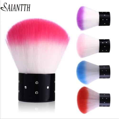 SAIANTTH Short Mushroom Soft Hair Non-shedding Makeup Brushes Nail Dust Brush Glitter Blush Powder Clean Cosmetic Multifunction