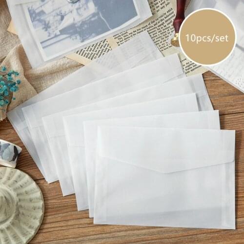 10pcs/lot Semi-transparent Sulfuric Acid Paper Envelope Translucent Paper Envelopes Set Vintage Wedding InvitationGift Packing
