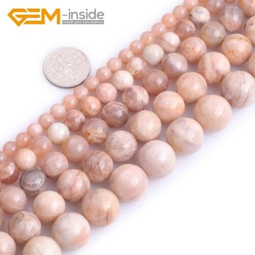 Gem-inside 4mm 14mm Natural Stone Beads Round Sun Stone Beads For Jewelry Making Beads 15'' Sunstone DIY Beads Gift For Women