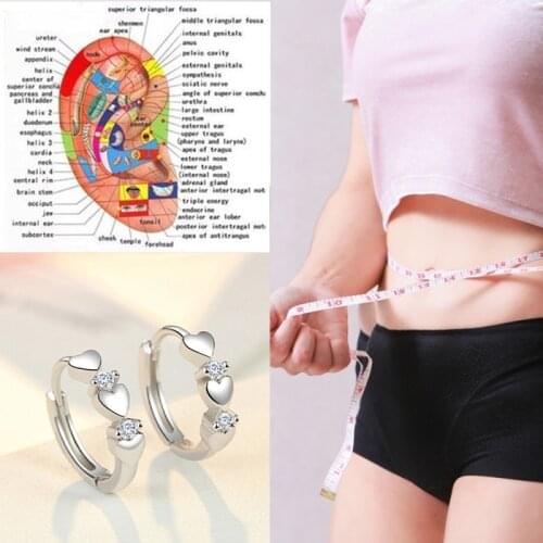 1 Pair Magnetic Slimming Earrings Love Heart-shaped Earrings Silver Lose Weight Stimulating Acupoints Health Slimming Ear Studs