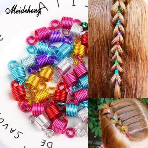 Metal Adjustable Dreadlocks Hair Ring Beads Metal Bright Color Spring Braid Decoration Fashion Ornaments Accessory Meideheng