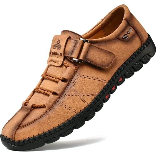 Plus Size Mens Casual Shoes Men Sneakers Genuine Leather Mens Loafers Moccasins Breathable Slip on Boat Shoes Adult Footwear