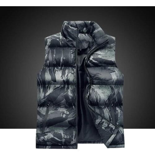Jackets for Men Casual Regular Standard Camouflage Sleeveless Warm Simple Duck Feather Coat Down