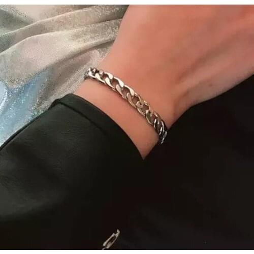 Man Bracelet Trend Cool Titanium Cuban Chain Men Jewelry Accessories Simplicity Goth Punk Party Mens Hand Bracelets