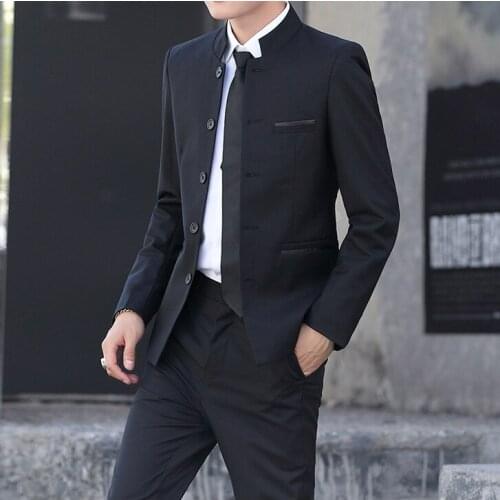 2020 Black Men Suit 2 pieces Slim fit Man Business Work Wear Blazer Groom Weddig Suits Tuxedo Jacket with Pants Set