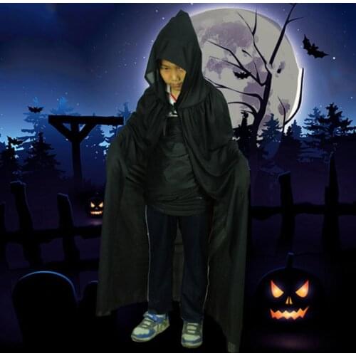 Adult Kids Halloween Witch Wizard Cloak Reversible Double Layer Death Vampires Devil Hooded Long Cape Cosplay Costume