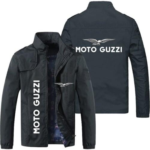 New 2021 Moto Guzzi Logo Spring Autumn Men Stand Collar Casual Sweatshirt Long Sleeve Zipper Cardigan Jacket 5 Colors