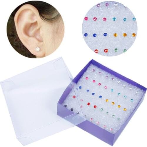 Fashion New Simple Crystal Earrings 20 Pairs Mix Color Plastic Ear Stud Earring Sets For Women Bijoux Mujer Brincos Jewelry