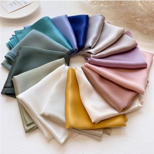 New Real Silk Scarf Women Bandana Small Square Shawls Hair Band Wraps Design Print Neck Scarves Female Bag Tie Foulard 2021