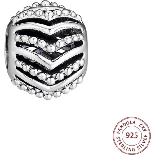 Fits Pandora Bracelet Authentic 925 Sterling Silver Openwork Wishbone Charm Beads for Jewelry Making Berloques Perles