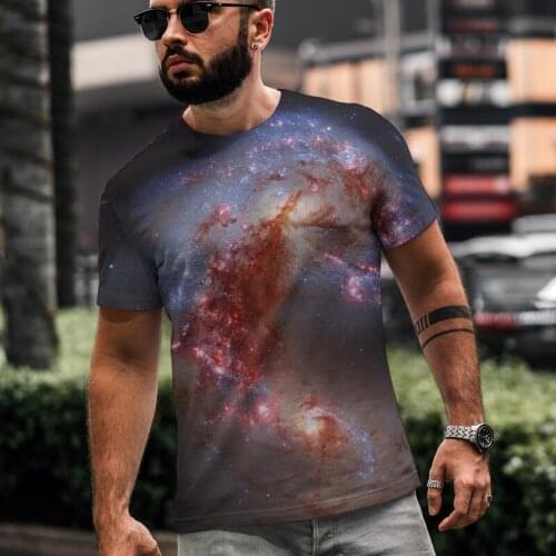 Universe Nebula Galaxy Astronomy Enthusiast 3d Pinting Casual Trend T-shirt Mens Short Sleeve O-neck Tops Sky Hd Pattern